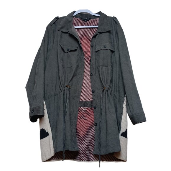 Davi & Dani Corduroy Aztec Knit Shacket Gray Size 3XL - Picture 5 of 15